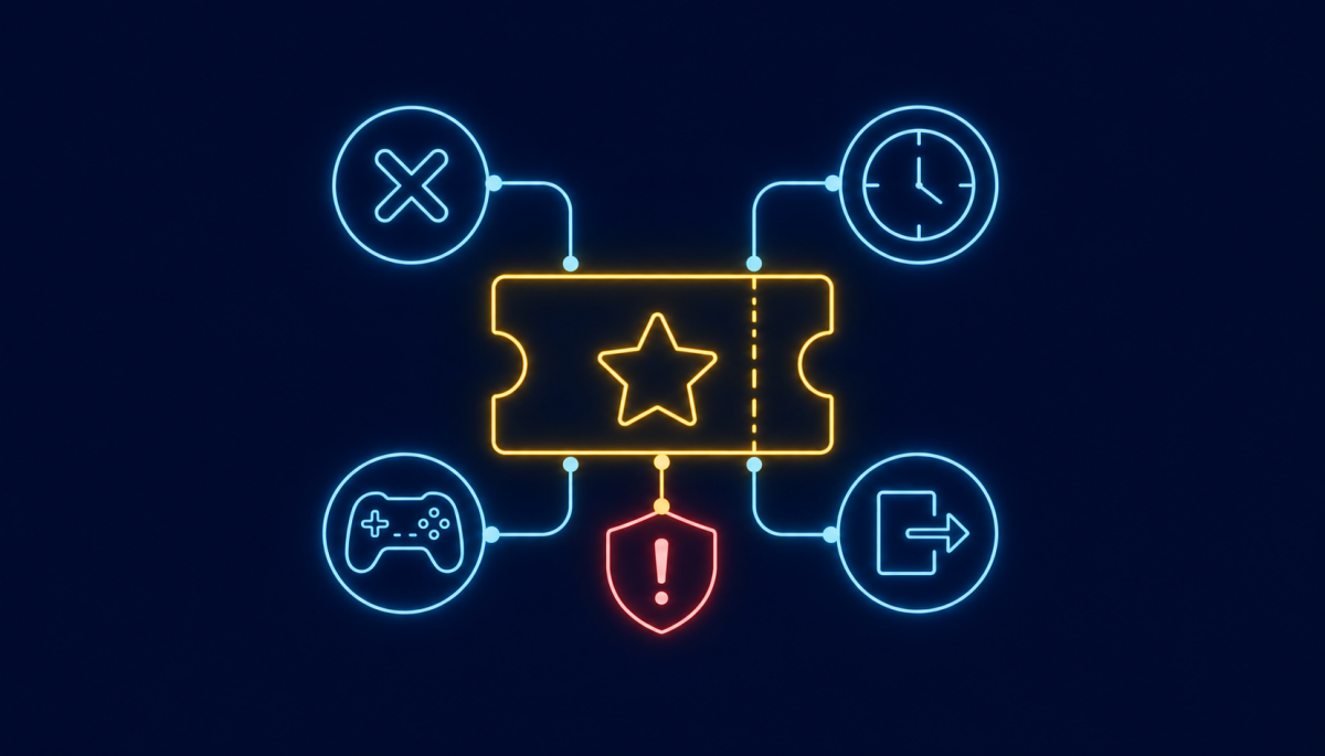Un ticket bonus relie multiplicateur, délai, jeux admis et retrait